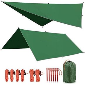 REDCAMP Hammock Rain Fly Camping Tarp Waterproof, 10x10ft Lightweight Backpacking Rain Tarp Shelter for Hiking Outdoor, Green