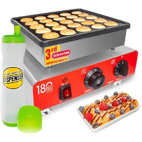 ALDKitchen Mini Dutch Pancake Maker | Poffertjes Maker | Nonstick | 110V (50 Pancakes)