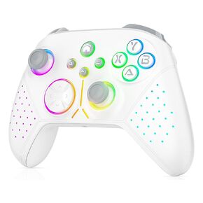 Dinosoo RGB Wireless Controller for Xbox Series X/S/Xbox One Android PC, Bluetooth Hall Effect Joysticks Dual Vibration Turbo Function 3.5mm Headphone Jack Macro Function