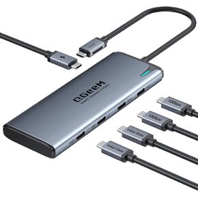 QGeeM USB C Hub for Thunderbolt 3/4/5,Multiple Converter Adapter 5 in 1,Type C Splitter Extender with Single 8K,Dual 4K/60Hz,10Gbps Data Transfer,PD 100W,for MacBook Pro,iMac,HP（M1/M2 only 1 Display）