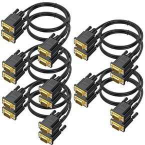 VGA Cables 6FT 5-Pack,VGA Monitor Computer Cable 1080P@60Hz Full HD 15pin Male to Male Shielded VGA Cord for Computer Monitor/PC/Laptops/TV/Projectors and More