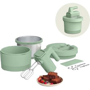 bella 3.5 qt Hand & Stand Mixer, 2 in 1 Multifunctional Kitchen Gadget, Space-saving Design & Double Dishwasher-Safe Bowls, Perfect for Dough and Batter, 200 Watt, Oatmilk