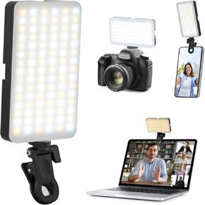 Portable Selfie Light for iPhone: 90 LED Rechargeable Phone Fill Lights, Ring Light for Camera Picture, Makeup Photo, Video Conferences, Laptop Use, Zoom Meetings, TikTok, Vlog Photography