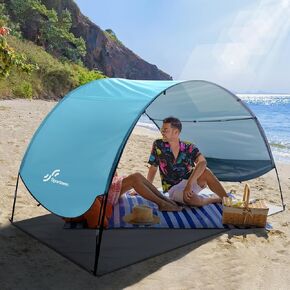 Sportneer Beach Tent Sun Shelter Beach Shade Canopy UPF 50+ UV Protection with 8 Wind Ropes and 12 Ground Stakes for Beach Camping Backyard Picnic Outdoor