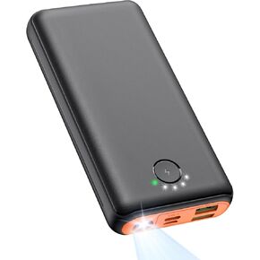 JIGA Portable Charger Power Bank 30000mAh - USB C Fast Charging 22.5W External Battery Pack Cell Phone Charger with Flashlight for iPhone 15/14/13/12 Series, Android Samsung Galaxy Travel Camping