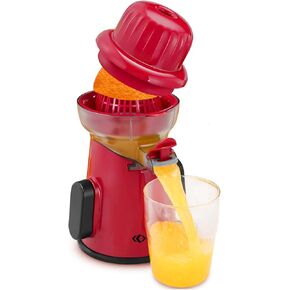 Keouke Manual Citrus Juicer - Red & Black ، قابلة للفصل مع تخزين العصير ، قاعدة شفط غير قابلة للانزلاق ، سهلة التنظيف ، تشمل فرشاة التنظيف - للبرتقال ، الليمون ، الليمون ، الجريب فروت
