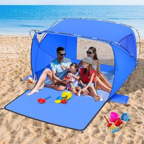 Beach Tent Sun Shelter,4-6 Person Pop Up Beach Tent, Easy Setup UPF 50+ UV Protection Portable Lightweight Beach Cabana Sun Shade Shelter