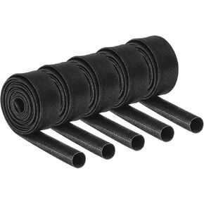 Meccanixity 5pcs عزل الأكمام الكابل المضفرة ، 3.3ft-9⁄16 بوصة معرف أبيض ، ألياف ألياف زجاجية مغلفة عالية بالذات للاخطح ، وخطوط خرطوم السيارات حماية الأسلاك الكهربائية in Kuwait