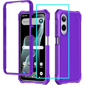 for Cricket Icon 6 Case/ATT Verge Case with Screen Protector,Cricket Icon 6 Phone Case Full Body Protection,Front Silicone Frame Frosted PC Back Military Grade Cover for ATT Verge/Cricket Icon6 Blue