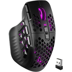 SM809 Pro Wireless MMO Gaming Mouse with 9 Side Buttons,24000 DPI,Triple Connectivity (2.4G/BT/Wired) RGB MMO Mouse for Gamer,16 Programmable Macros,Up to 350H Battery Life,Black