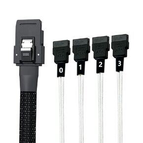 mSAS Cable SFF-8087 to 4 SATA for SAS/RAID Controllers, HDD, Backplanes and Server, 40 in.
