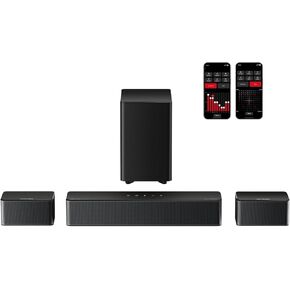 ULTIMEA 5.1 Sound Bar, 410W Dolby Atmos Surround Sound System for TV, 3D Sound Bars for Smart TV w/Subwoofer, Adjustable Surround & Bass, Home Audio w/APP Control, Poseidon D60(New 2025 Version)