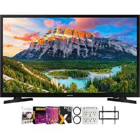 SAMSUNG UN32N5300AFXZA 32-inch 1080p Smart LED TV, Black Bundle with Premiere Movies Streaming + Flat Wall Mount Kit + 6-Outlet Surge Adapter + 2X 6FT 4K HDMI 2.0 Cable