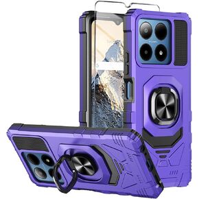 for Boost Summit 5G Phone Case with Tempered Glass Screen Protector,Military Grade Heavy Duty Shockproof Protective Cover,with Ring Kickstand (Boost Summit 5G,Black)