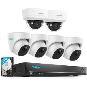 Reolink 5MP PoE Security Camera System Bundle, 4pcs 5MP Dome PoE IP Cameras with Smart AI Detection, 8CH NVR with Pre-Installed 2TB HDD, RLK8-520D4-5MP Bundle with IK10 Vandal Proof PoE Cam RLC-540A