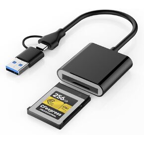 قارئ بطاقات CFexpress، محول CFexpress من النوع B بسرعة 10 جيجابت في الثانية، USB C إلى USB C/USB A، قارئ بطاقة ذاكرة مع سرعة نقل USB3.1 Gen2، متوافق مع Windows/Mac/Linux/Android