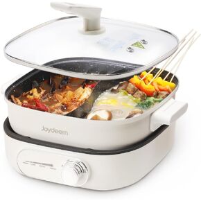 Joydeem Electric Hot Pot with Divider, 6L Double-Flavor Shabu Shabu Pot, UL Listed & Boil-dry Protection, Suitable for 2-6 People, DHG-B600