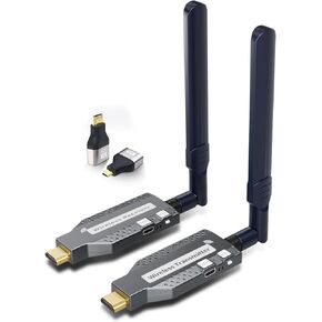 Qisoable Wireless HDMI Transmitter and Receiver,492ft/150m 4K Decode 1080P Output Plug&Play 2.4G/5.8G Portable HDMI Wireless for Video and Audio to Monitor from PC/TV Box/Projector1