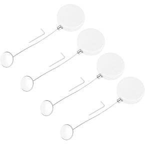 MECCANIXITY 3.3ft Retractable Cable Lock with Round Patch Remote Control Security Lock with Adjustable Cord Tether Anti Theft for Laptop, TV, 150 G, White, 4 Pack