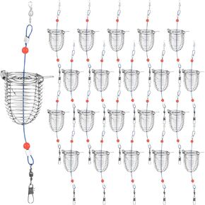 20 Pcs Stainless Steel Fishing Bait Trap Cage Feeder Basket Holder Coarse Lure Feeder Fishing Trap Accessories