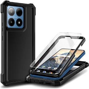 Designed for Boost Summit 5G Case with [Tempered Glass Screen Protector], Full-Body Protective Shockproof Rugged Bumper Cover Phone Case for Boost Mobile Summit 5G (Black)