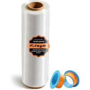 Heavy Duty Shrink Wrap Roll 18" x 1500' - Industrial Plastic Wrap for Moving, 80 Gauge Stretch Wrap with Handles - 4 Rolls Bundle for Pallets & Storage