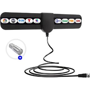 TV Antenna,HD Portable Antenna,for Smart/Old Television Indoor, 360°Reception,Support 4K 1080p for Local Channels,Amplifier Signal-Booster-10ft Coaxial HD Cable Digital Antenna