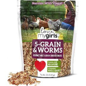 Love My Girls: Chicken Snacks - Pumpkin & Worms - 2lb Bag - Global Harvest, Gourmet Multi-Grain Treats, Corn-Free, Nutritious & Protein Rich Mealworms