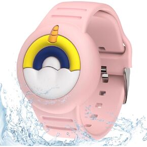 Waterproof Airtag Bracelets for Kids，Apple Air tag Holder for Kids-Soft Silicone Hidden Air tag Wristband - Lightweight GPS Tracker AirTag Watch Band for Child