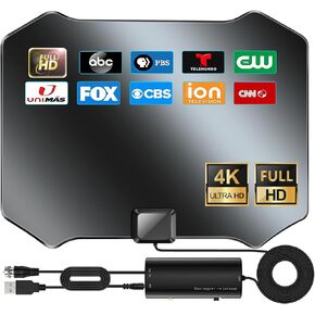 2025 Digital Antenna for Smart TV, 1900+Miles Range Antennas for Local Channels, HDTV Antenna Indoor/Outdoor with Amplifier Signal Booster Support 8K 4K 1080p -Thick Coaxial Cable