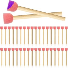 40 Pack 0.6'' Paint Sponge Brush Round Sponge Foam Brush Wooden Handle Foam Brush Foam Paint Brushes or Painting Crafts, DIY Arts, and Crafts, Acrylic Painting, Stamps(Yellow)