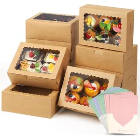 24pack Bakery cookie boxes with window,Cupcake boxes, candy special food box.Food box Treat Boxes for Pies, Muffins, Donuts and Pastries.Christmas.Baked goods packaging,Paper boxes for gifts.