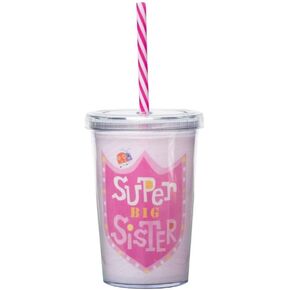 C.R. Gibson Super Big Sister Pink Insulated Small Acrylic Tumbler for Girls, 10 fl. Oz., Pink in Kuwait