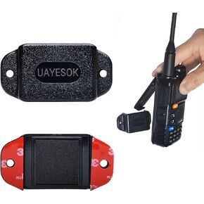UAYESOK Handheld CB Radio Walkie Talkie Belt Clip Holder, HT Speaker Mic Holding Bracket, Adhesive Back Screw Fixation (2 Packs)