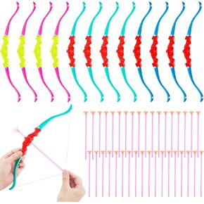12 Pack Kids Bow and Arrow Mini Bow Arrow Toy Plastic Archery Shooter Game for Boys Girls Outdoor Sport Fun Game Birthday Gifts