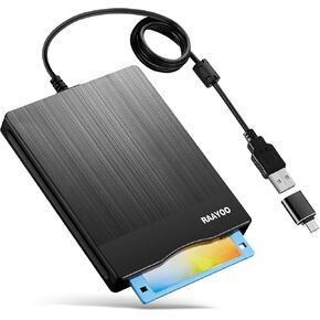 Floppy Disk Reader, External Portable USB A/C 3.5 inch USB Floppy Disk Drive for PC Laptop Notebook Computer with Windows 11/10, 3.5inch, Brushed Striation