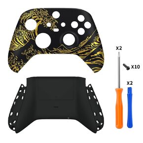 eXtremeRate Custom The Great Golden Wave Off Kanagawa Patterned Shell for Xbox Series X|S + Bottom Shell for Xbox Series X/S Controller