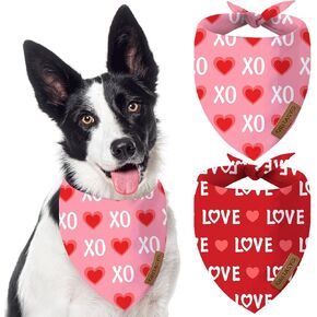 St. Patrick's Day Dog Bandanas, 2-Pack Triangle Reversible Love Pet Scarves, Premium Fabric, Irish Bandana for All Dogs (Large, Style 2)