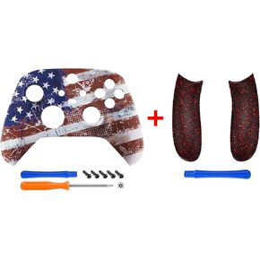 eXtremeRate Impression US Flag Patterned Shell + Replacement Left Right Side Rails for Xbox Series X/S Controller