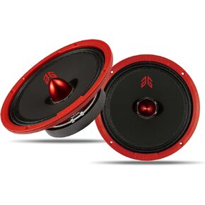 MX80E2 Midrange Loudspeaker 8" Orange Bullet, 640W Max, 4 Ohms, Premium Quality Audio Door Speakers for Car or Truck Stereo Sound System, Orange (2 Speaker)