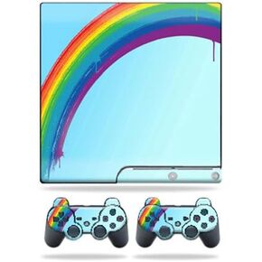 MightySkins Skin Compatible with Sony Playstation 3 PS3 Slim Skins + 2 Controller Skins Sticker Rainbow