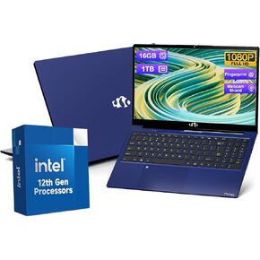 15.6 FHD Laptop, Win 11 Laptop Intel 12th Gen N100(Beat i3 1115G4), 16GB RAM 1TB SSD, WiFi 6, BT5.2, USB3.0, Type_C, Laptop Computer with Fingerprint Login Backlit Keyboard for Student and Business