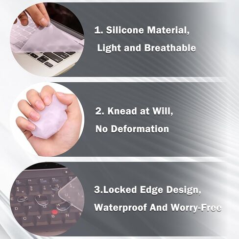 EKIND 2 Sheets Universal Waterproof and Dustproof Keyboard Cover for 12-14 Inch Laptops, with Keypad Keyboard Cover Size (L:12.2" x W:5.08"), Ultra Thin Silicone Skin Protector (Transparent) in Kuwait