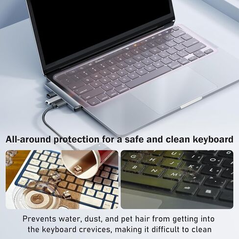 EKIND 2 Sheets Universal Waterproof and Dustproof Keyboard Cover for 12-14 Inch Laptops, with Keypad Keyboard Cover Size (L:12.2" x W:5.08"), Ultra Thin Silicone Skin Protector (Transparent) in Kuwait
