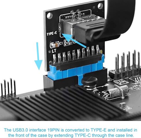 USB 3.0 Front 19PIN to 3.1 Type-C Front Panel Header Type-E Adapter 20 to 19 Pin Expansion Card for Computer Mainboard (Header-180 degree ),MUFAN-NB-A in Saudi Arabia