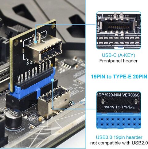 USB 3.0 Front 19PIN to 3.1 Type-C Front Panel Header Type-E Adapter 20 to 19 Pin Expansion Card for Computer Mainboard (Header-180 degree ),MUFAN-NB-A in Saudi Arabia