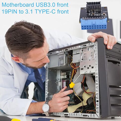 USB 3.0 Front 19PIN to 3.1 Type-C Front Panel Header Type-E Adapter 20 to 19 Pin Expansion Card for Computer Mainboard (Header-180 degree ),MUFAN-NB-A in Saudi Arabia