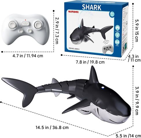ألعاب قرش التحكم عن بُعد للأطفال الأولاد ، 1:18 Scale High Simulation Shark for Pool ، 2.4 جيجا هرتز ألعاب أسماك قارب Shark Electric مع Girls Girls Light & Spart in Saudi Arabia