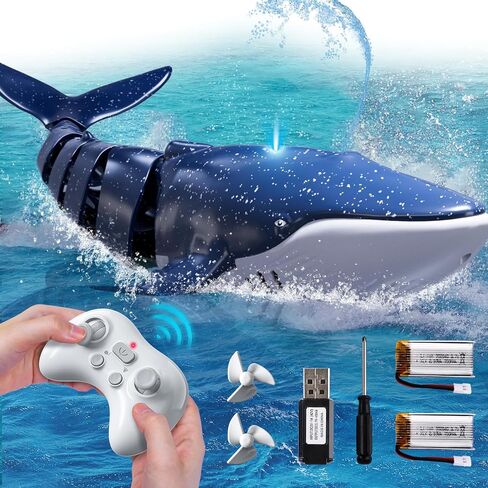 Remote Control Shark Toys for Boys Kids, 1:18 Scale High Simulation Shark for Pool, 2.4Ghz Electric RC Shark Boat Fish Toys with Light & Spray, Toy Shark Gifts for 6 7 8 9 Year olds Kid Boys Girls in Kuwait