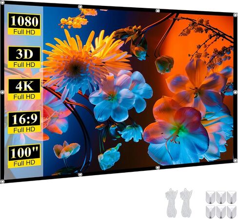 شاشة عرض محمولة 120 بوصة في الهواء الطلق: شاشة مسرح منزلي معلق معلقة معلقة مع 4K HD in Saudi Arabia